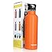TOPOKO 25 OZ Hydro Double Wall Flask Stainless Steel Water Bottle, Standard Mouth Straw Lid with Handle, Vacuum Insulated, Sweat Proof, Leak Proof Thermos Flask-Bright Orange