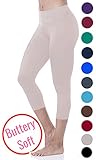Lush Moda Extra Soft Capri Leggings - Variety of Colors - Khaki Yoga Waist, One Size