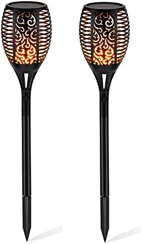 WZTO Solar Garden Light 96 LED Waterproof Solar Torch Light Dusk to Dawn Auto On/Off Landscape Path Decorative Flame Light for Garden Lawn Patio Yard Decoration 2 Pack
