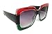 My Shades(TM) - Designer Inspired Oversize Glitter Sparkle Square Frame Sunglasses (Glitter Red, Black, Emerald/Grey Gradient)
