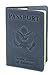 Shvigel US Leather Passport Book Cover - Thin American Travel Passport Holder - Premium International USA Passport Protector Case for Women Men (Light Blue Vintage)
