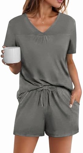 Ubuy Short Sleeve Shorts Pajama Set Ultra-Soft Women's Short