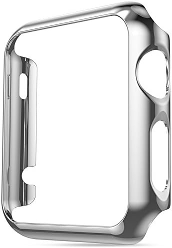 Apple Watch Case, for Series 1 ZOEKO 38mm/42mm Super Thin PC Plated Cover Case Slim Premium Super/Exact Fit/Plastic Cover Snap On Hard Protective Case for Apple iWatch 2015 (PC Case Silver 38mm)