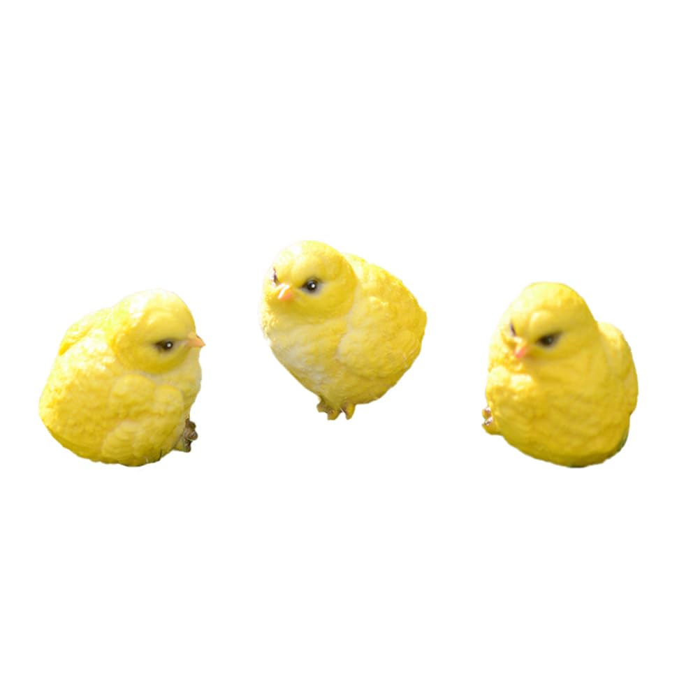 Amosfun 3Pcs Mini Chicks Chicken Garden Ornaments Outdoor Resin Easter Chicks Animal Figurine Statue Home Decor