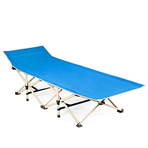 Foldable Portable Blue Cot College University Student Teacher Field trips Saving Space Outdoor Learning Playing Hiking Fishing Travel Temporary Bed Park Beach Backyard Garden Campers Explores