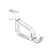 mDesign Modern Over Door Valet Hook - Multi Hanging Storage Garment Organizer Hanger Rack - Single Hooks for Coat, Hoodies, Hat, Scarves, Purse, Belt, and Bath Robe - 6 Pack - Clear