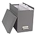 Bigso John Fiberboard Label Frame Desktop File Storage Box - Document Organizer for Important Paperwork - Durable Hanging File Box with a Lid & Metal Label Window - 7.4 in x 13 in x 10.4 in - Grey