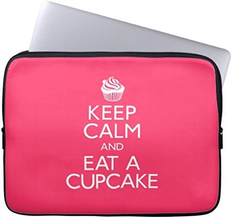 Christmas Gifts for Dad 15-15.4 Inch Computer Case for Laptop Modern Art Keep Calm and Eat A Cupcake Thin Soft Neoprene Computer Sleeve for Macbook Air 15 inch Both Sides Water Resistant