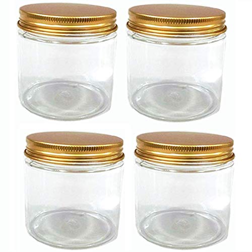 GIFTBASH Plastic Jar With Cap - 180 ml, 4 Pieces, Clear