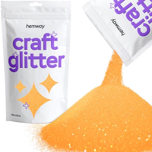 Hemway Craft Glitter Fluorescent UV Neon Orange 100g Microfine Glitter for Crafts, Resin, Cosmetic, Nail, Face, Body, Festival, Tumblers, Art, Candle, Crafting