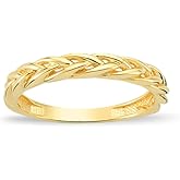 Gelin 14k Solid Gold Braided Ring | 14k Yellow Gold Braid Pattern Stackable Rings for Women | Trendy Gold Rings | Dainty Rings Jewelry | Gift for Anniversary, Sizes 5 to 9 (7)