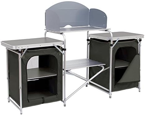 CampFeuerAluminuim Camping Kitchen 48 (W) 171 x (H) 111 x (D) cm, folding with Splash Guard/many levels and Storage Compartments, Includes Carry Bag
