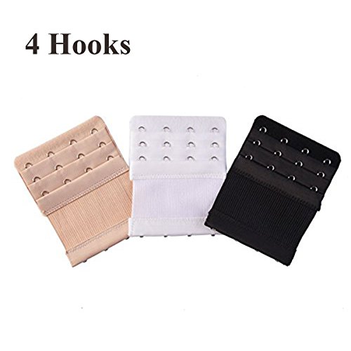Auony 6 Pack Women's Bra Strap Extenders,2 Hooks/3 Hooks/4 Hooks Elastic Stretchy Bra extension Strap … (6 Pack 3 Hooks/4 Hooks) - Thumbnail 2