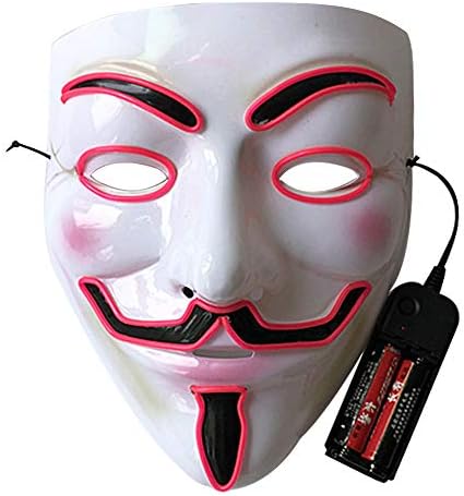 LED Halloween Mask - V for Vendetta Light Up Mask Scary Face Masks for Festival Cosplay Christmas Parties 9 Color