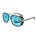 Unisex Retro Side Shields Steampunk Sunglasses in Blue Reflective