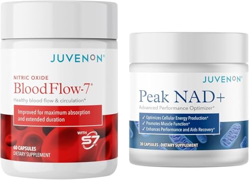 Juvenon BloodFlow-7 Nitric Oxide Supplement with Nitrosigine + Peak NAD+