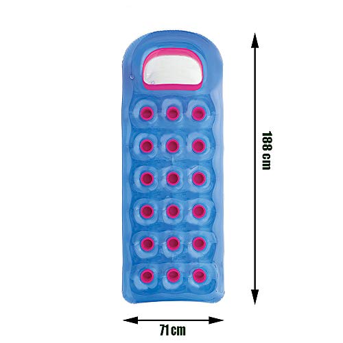Floating Lounger Swimming Pool Float, Clear Inflatable Air Mat Pillow Bed, Comfortable Hammock Island Rafts with Air Cushion 71" 28" for Ages 6+,Blue