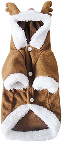 ZhiDa Cute Pet Puppy Dog Clothes Reindeer Outwear Coat Costumes Apparel Hoodie (M, Brown)