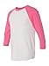 Next Level Mens Tri-Blend 3/4-Sleeve Raglan Tee (6051) vt Pink/HTR wht l
