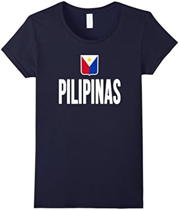 Women's Pilipinas T-shirt Philippines Flag Tee Soccer Football Large Navy