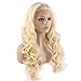 Mxangel Long Wavy Celebrity Half Hand Tied Synthetic Lace Front Light Blond Natural Wig