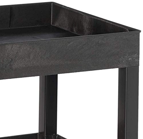 Offex 32"W x 18"D Rolling 3 Shelf Tub Storage Utility Cart with 5" Casters - Black
