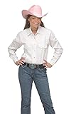 Women's Button Down Cotton Western Cowboy Shirt-White-Small
