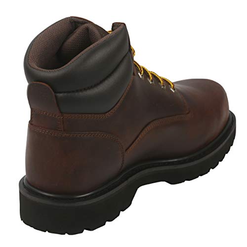 Steel Toe Work Boots for Men 6" - Safety Shoes Slip Resistant & Electrical Hazard Work Boots (8, Brown)