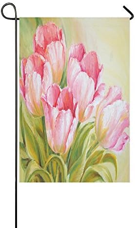 Mother's Day Gift Tulips Welcome Home Decor Polyester Outdoor Garden Flag Banner 12x18 inch