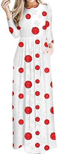 Almaree Plus Size Maxi Dress for Women Snowflake Print Crewneck Long Dresses XL