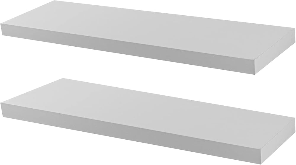 Harbour Housewares Modern Floating Wall Shelf 100cm White Pack of 2