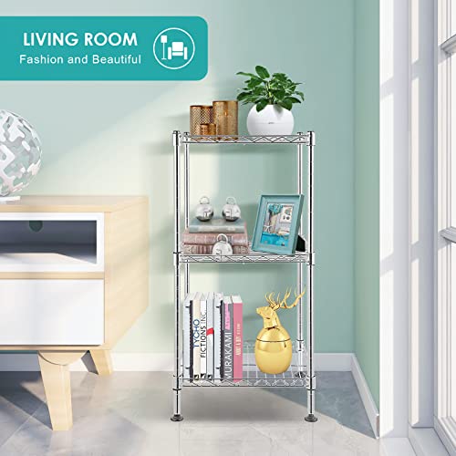 BNSPLY 3Tier Adjustable Shelving Unit, Metal Wire Rack with NSF