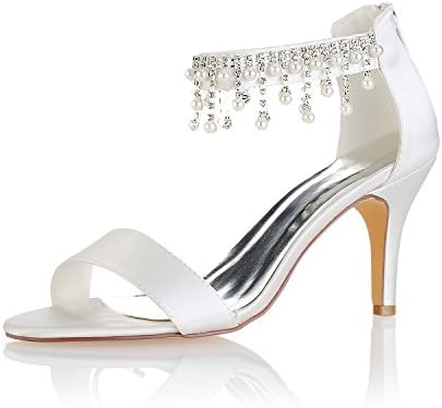 Women's Silk Like Satin Stiletto Heel Peep Toe Sandals with Bowknot Crystal
