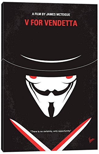 iCanvasART V for Vendetta Minimal Movie Poster Canvas Print 26" x 18"