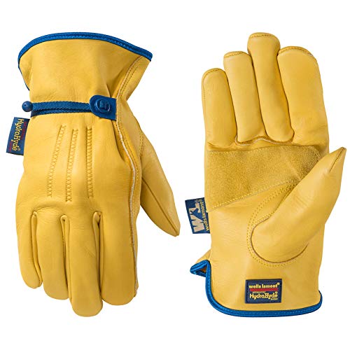 Men's HydraHyde Leather Work Gloves, Water-Resistant, Large (Wells Lamont 1164L)