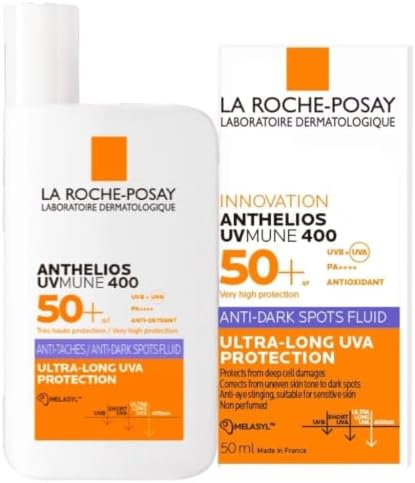 Protetor solar anti-manchas SPF 50+, Fórmula com Mexoryl 400, Fluido Invisível, Anthelios UV-MUNE 400, 50 ml