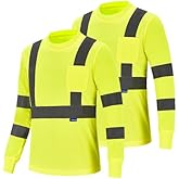 AK A-KSAFETY High Visibility Reflective Breathable Construction Work Safety Shirt - Long Sleeve Hi Vis Shirt