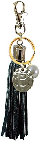 Monogrammed Faux Leather Tassel Keychain (B)
