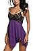 Avidlove Women Outfits Halter Irregular Lingerie Mini Nightwear Lace Babydoll Purple XL