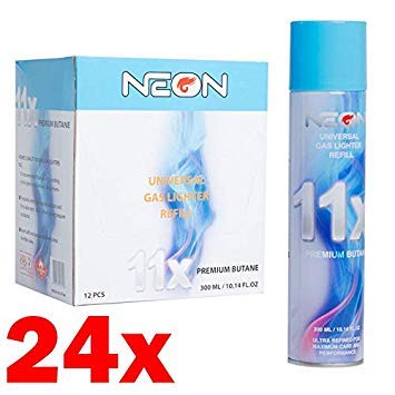 Neon 11x Ultra Refined Butane Fuel Lighter Refill Gas (24 Cans)