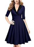 MissMay Women's Retro Large Lapel Neck Half Sleeve Elegant Swing Dress