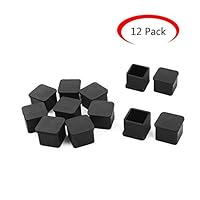 SpeedDa Rubber Square Shaped Furniture Table Chair Leg Foot Cover Cap 1 inch x 1 inch 12pcs Black