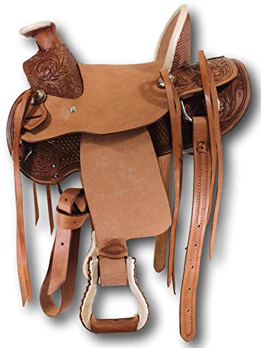 ME Enterprises Youth Child Wade Tree A Fork Premium Western Leather Roping Ranch Work Pony Miniature Horse Saddle Size 10″ to 12″ Inches Seat