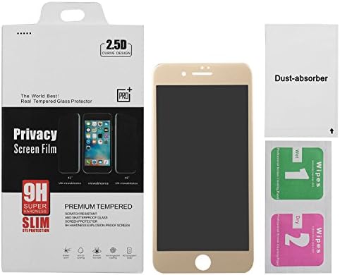 BuySShow Curved iPhone 7 Plus Privacy Screen Protector 5.5 inches Privacy Screen iPhone 7 Plus privacy tempered glass Anti Spy 0.3mm 9H Hardness Full Screen (Gold)