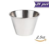 (24 Pack) Stainless Steel Sauce Cups 2.5 oz, Commercial Grade Dipping Sauce Cups, Individual Condiment Sauce Cups / Ramekins by Tezzorio