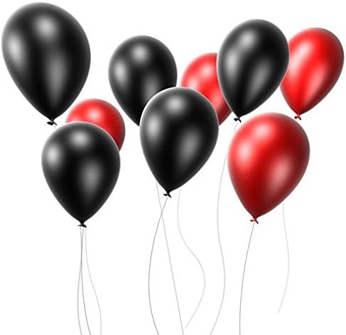 Eshanmu 200 pcs Circular Pearlized Party Balloon 12inch Thick Latex balloons Hot Red & Black