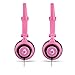 Dragon Touch Cat Ear Headphones Foldable Over-Ear Gaming Headsets Wired Earphone with LED Glowing Lights for PC Laptop Computer Tablet iPhone and Android Mobile Phone - Pink