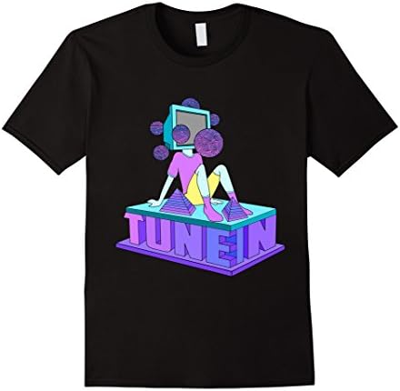 Mens "Tune In" Trippy Planets T-shirt Large Black