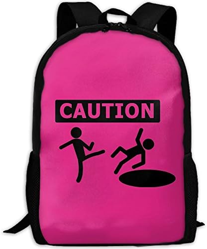 Caution Double Shoulder Backpacks For Adults Traveling Bags Full Print Fashion