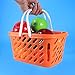 TOYMYTOY Shopping Basket Toy Portable Kids Plastic Grocery Basket with Handle for Children Kids Kitchen Pretend Play Toy (Orange)